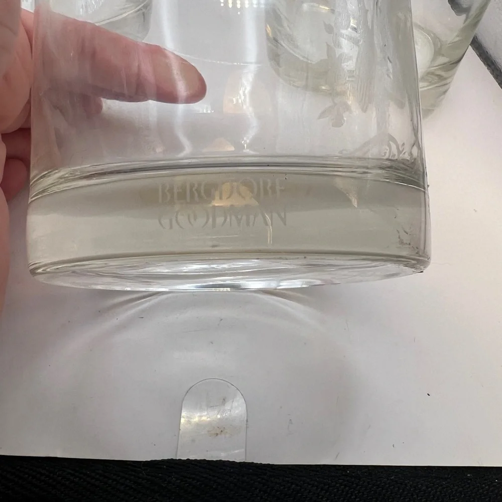 Bergdorf Goodman Partridge in a Pear tree crystal glass etched tumblers Set of 3